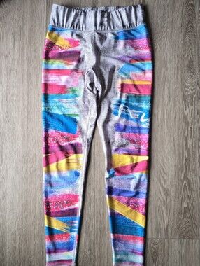 Peloton x Terez Large Rainbow Paint Brushstroke Leggings Made in NYC